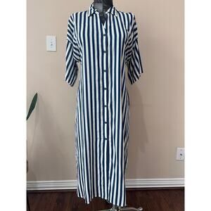 Universal Standard Navy Blue & White Stripe dress Size S (14-16)